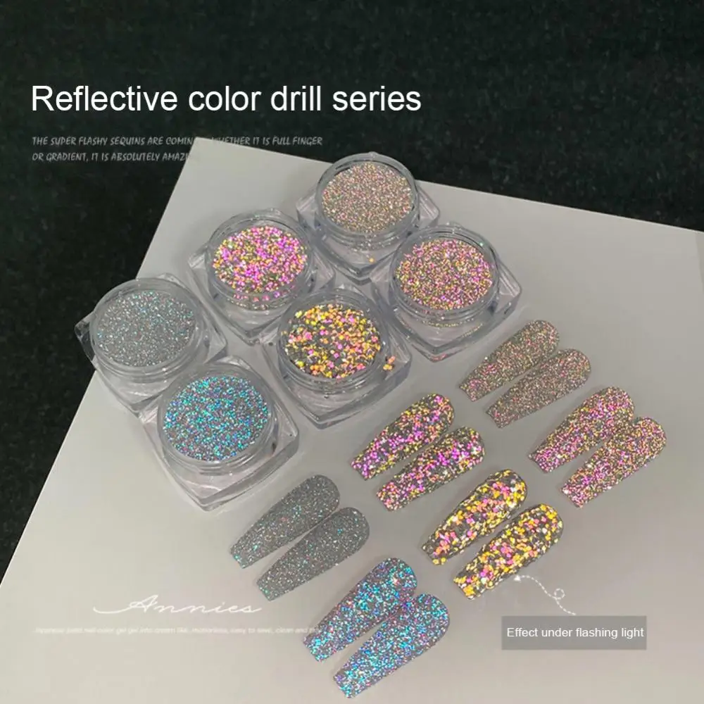 

Reflective Nail Art Glitter Powder Nails Super Shinning Crystal Rhinestones Sequins Chrome Pigment UV Gel Polish DIY Decorations