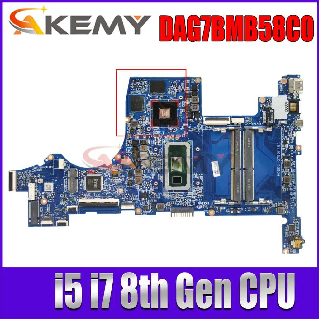 

DAG7BMB58C0 Motherboard for HP PAVILION 15-CS 15T-CS200 Laptop Motherboard with i5 i7-8th Gen CPU MX250 L50260-601 DDR4 Tested