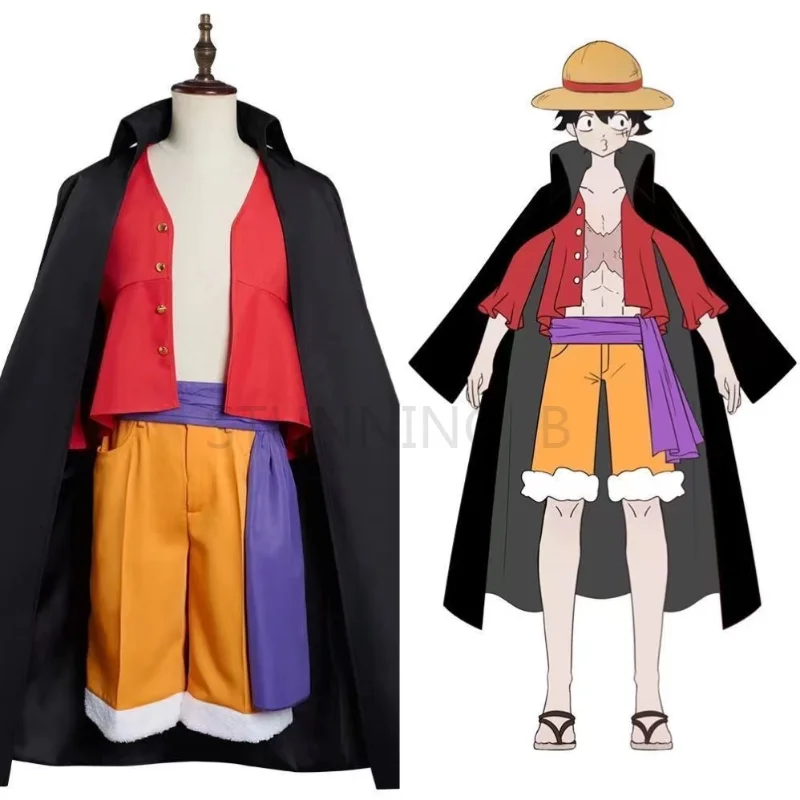 Аниме Обезьяна D. Костюм-кимоно Luffy для косплея в стране вано, тренчкот и шапка, костюмы на Хэллоуин, вечерние, мультяшный костюм, униформа