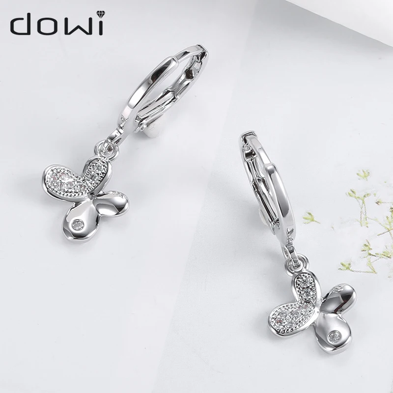 

Dowi Shiny AAA+ Cubic Zirconia Butterfly Design Hoop Earrings for Women Fashion Luxury Engagement Wedding Gifts Kroea Style