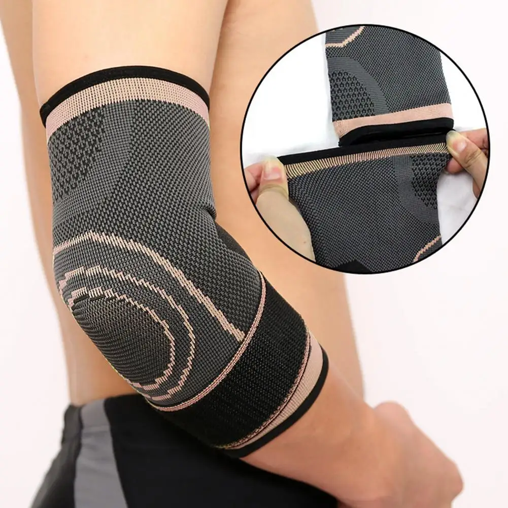 

1Pc Elbow Compression Sleeve with Fastener Tape High Elastic Breathable Pain Relief Weightlifting Sports Tennis Elbow Brace