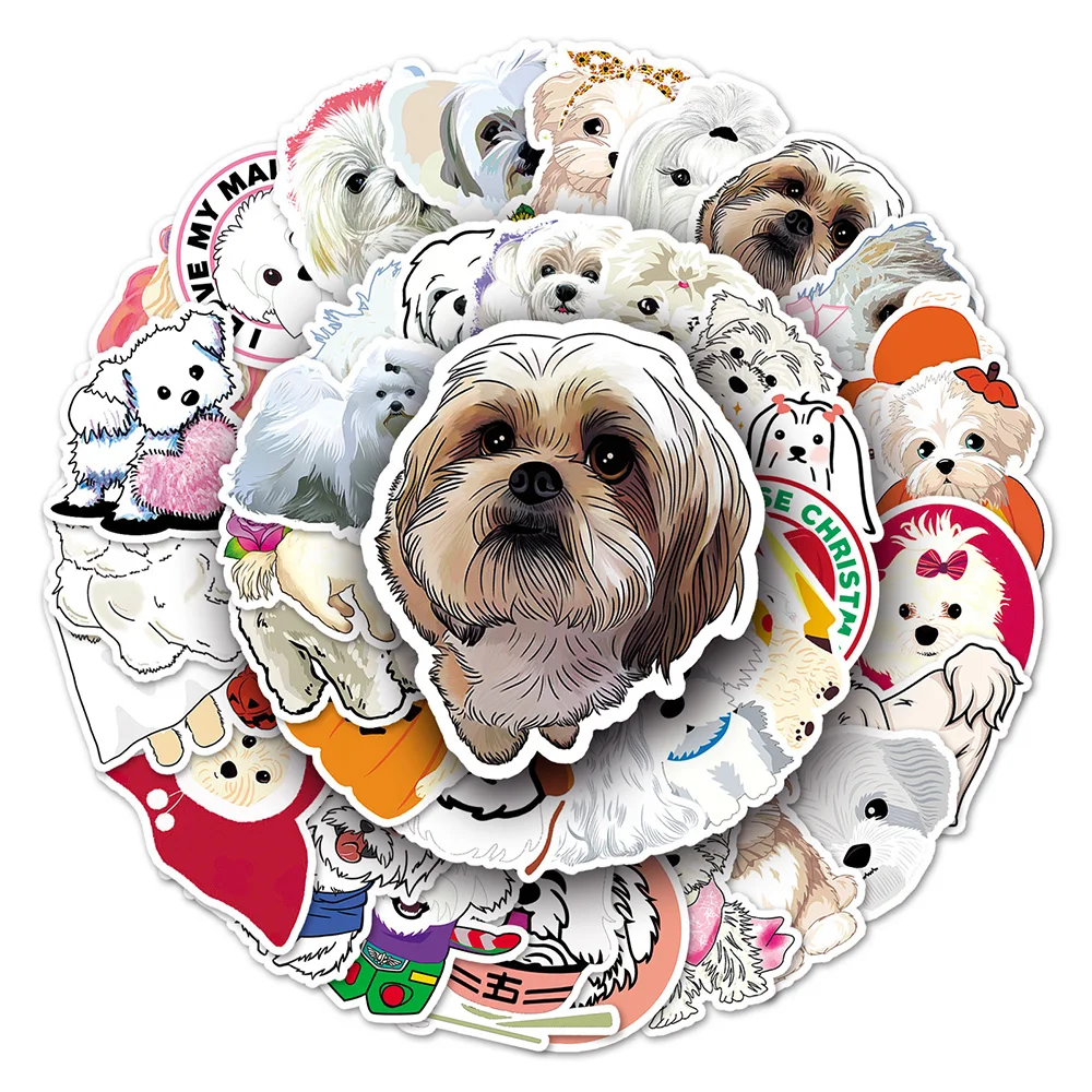 

10/30/50pcs Cute Cartoon Maltese Animal Stickers for Laptop Tablet Notebook Graffiti Waterproof Kids Sticker Decals Classic Toys