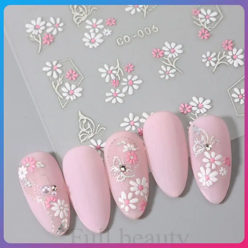 

Daisy Nail Art Stickers Waterproof And Durable Sticker Nail Supplies Art Stickers Patch Design 5d Relief Beauty And Health New