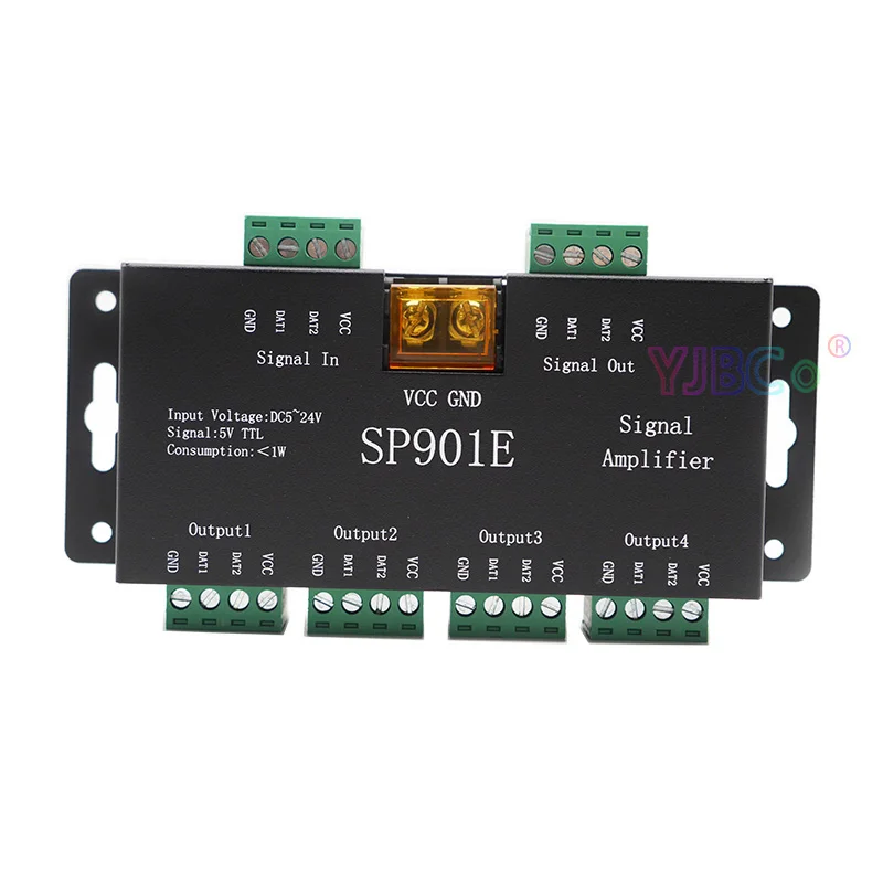 SP901E SPI Signal Amplifier Repeater for WS2812B WS2811 APA102 RGB Addressable LED Pixel Strip Programmable Matrix Panel Light