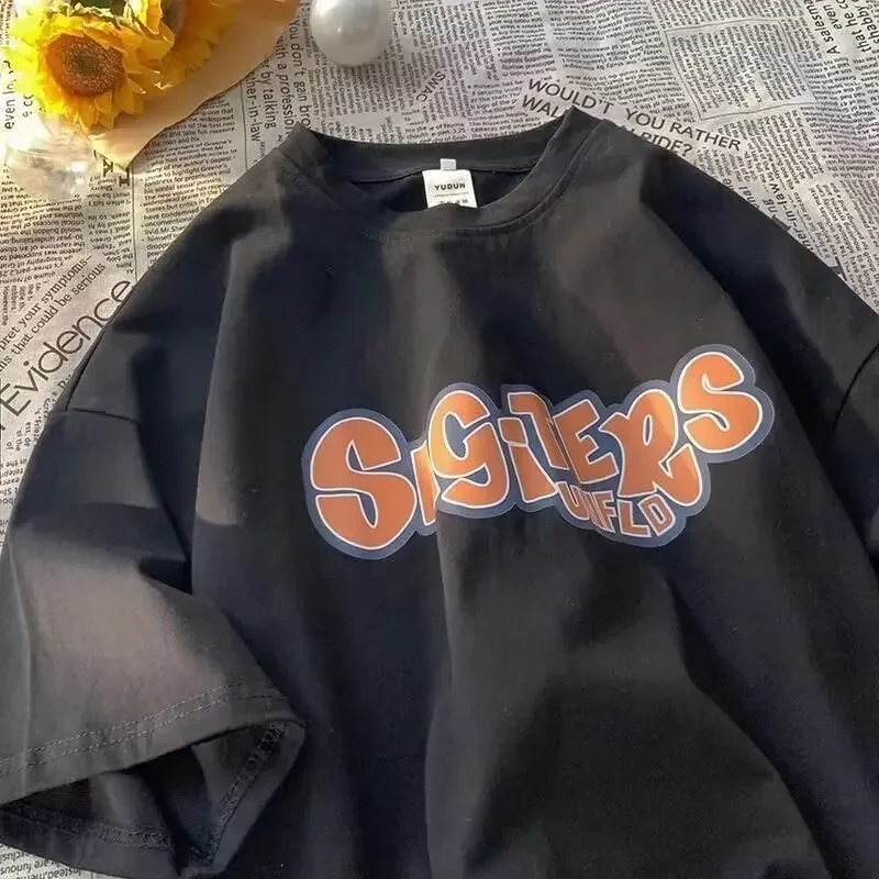 Футболка мужская свободного кроя короткий рукав круглый вырез модная