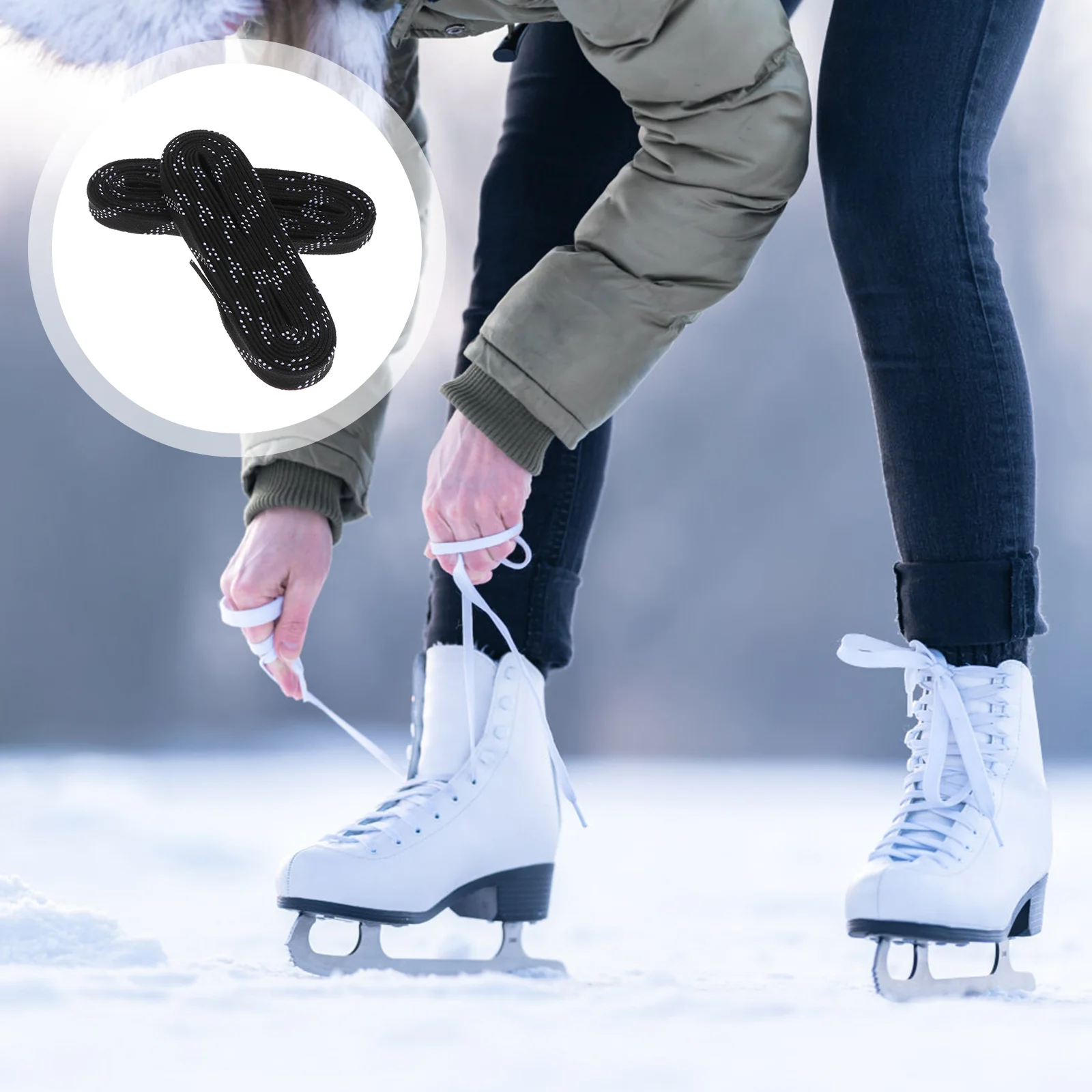 

Waxed Hockey Laces Wide Shoe Laces Flat Shoelaces Hockey Laces Anti- Freezing Shoe Strings for Sports Skiing Hockey Skates (