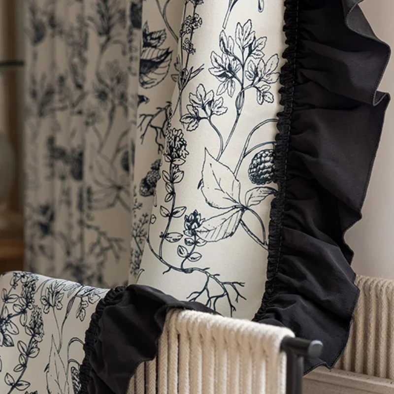 Цветочный узор деревенская девушка затемняющие шторы для спальни кружевные края