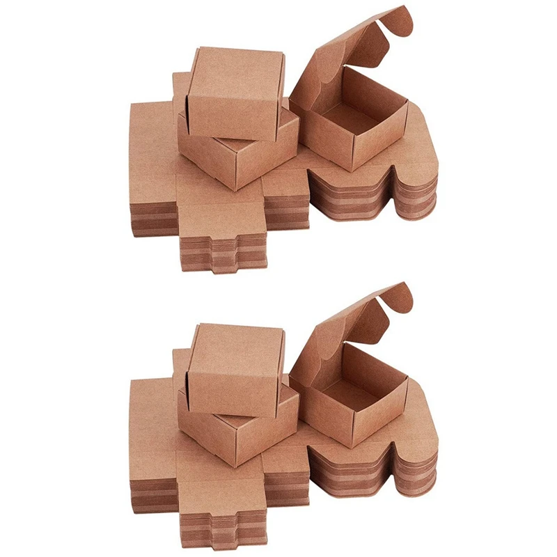 

120Pcs Cube Gift Wrapping Kraft Paper Box Handmade Paper Accessories Soap Box For Earring Small Jewelry Crafting