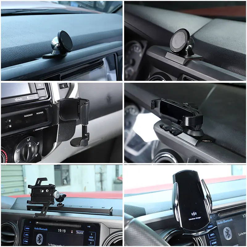 

For Toyota Tacoma 2016-2022 Aluminum Alloy Black Car Center console mobile phone holder GPS Navigation Bracket Car Accessories