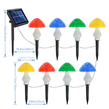 8Pcs LED Solar Mushroom Lamp Outdoor Solar String Lights 8 Lighting Modes IP65 Waterproof Cute Mushroom Landscape Stake Light 3