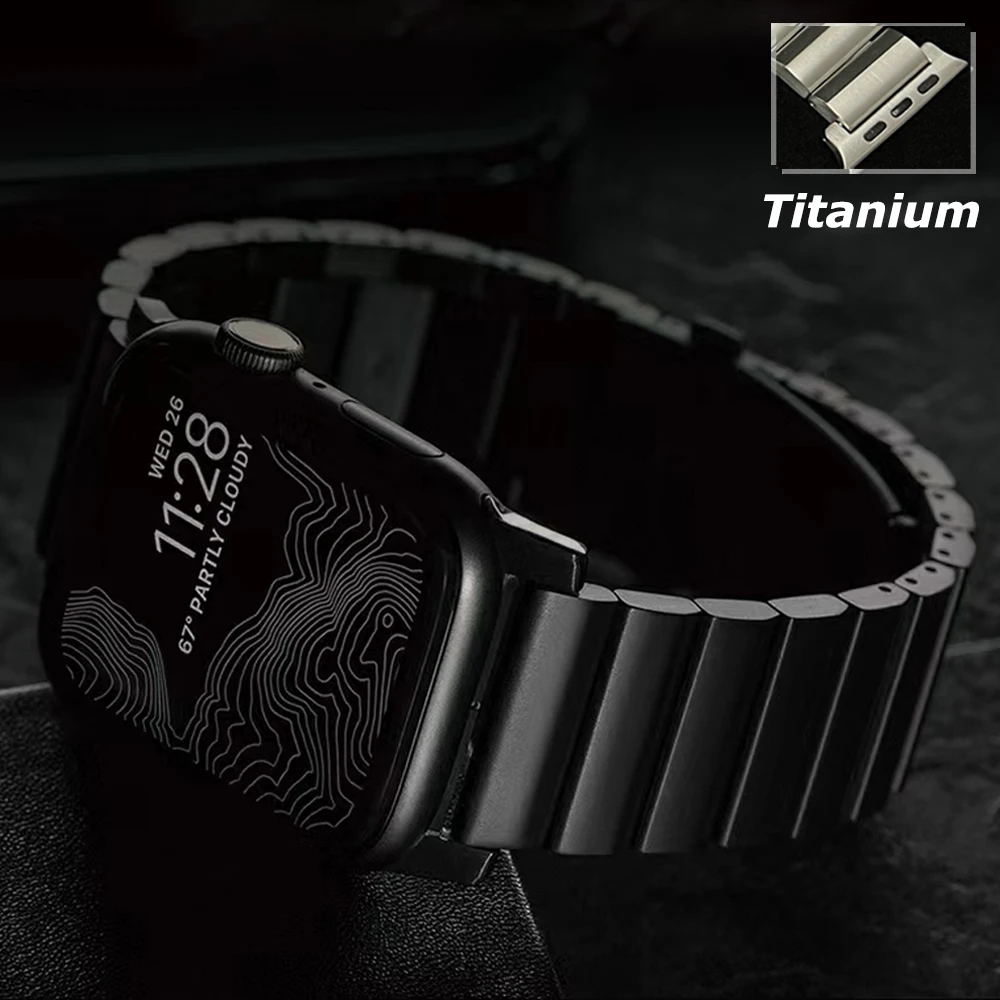 

Ремешок титановый для Apple Watch Ultra 49 мм 8 7 45 мм 6 5 4 se 44 мм 42 мм, роскошный браслет из металлического сплава для iWatch, мужской деловой браслет