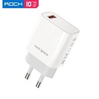 for iphone 12 pro max wall charger rock t48 usb qc3 0 18w portable fast charger adapter travel charger for redmi note 10 pro