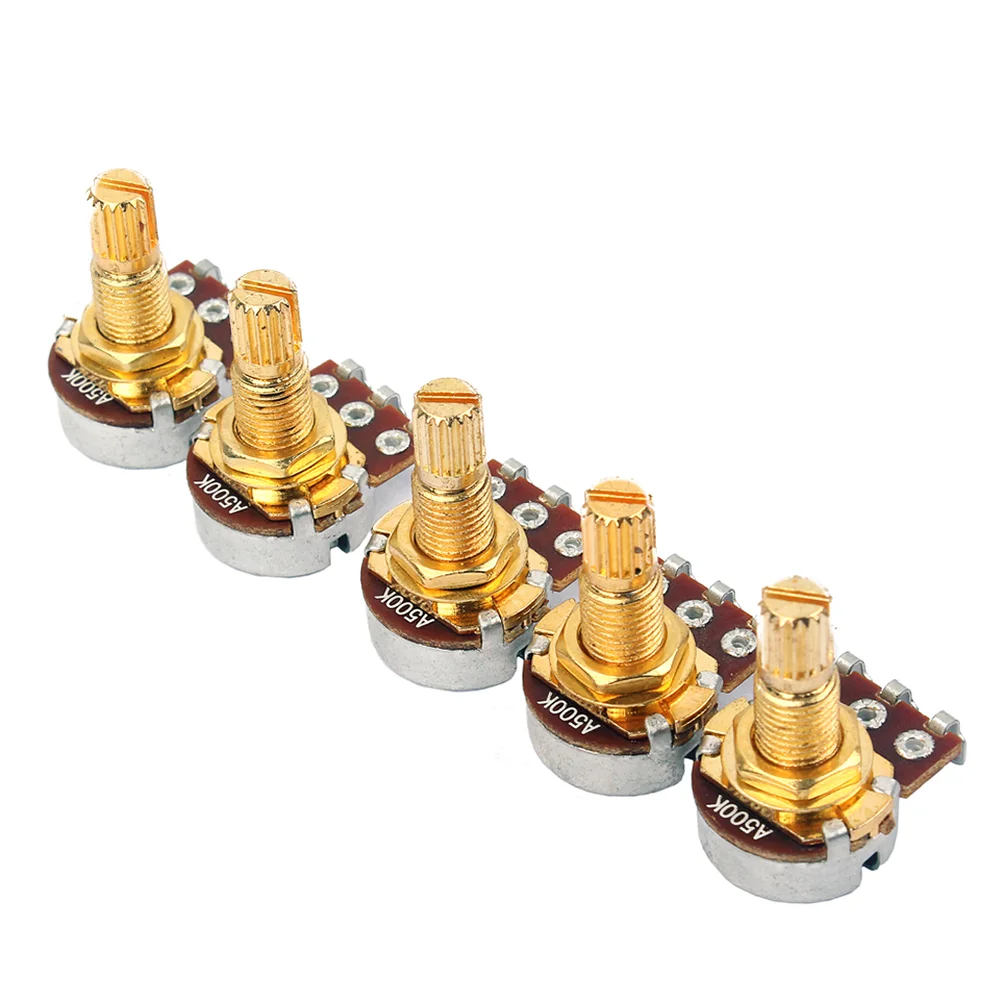 

5 Pcs Guitar Potentiometer Audio Pots A500K OHM Replacement for Electric Guitar (Golden)