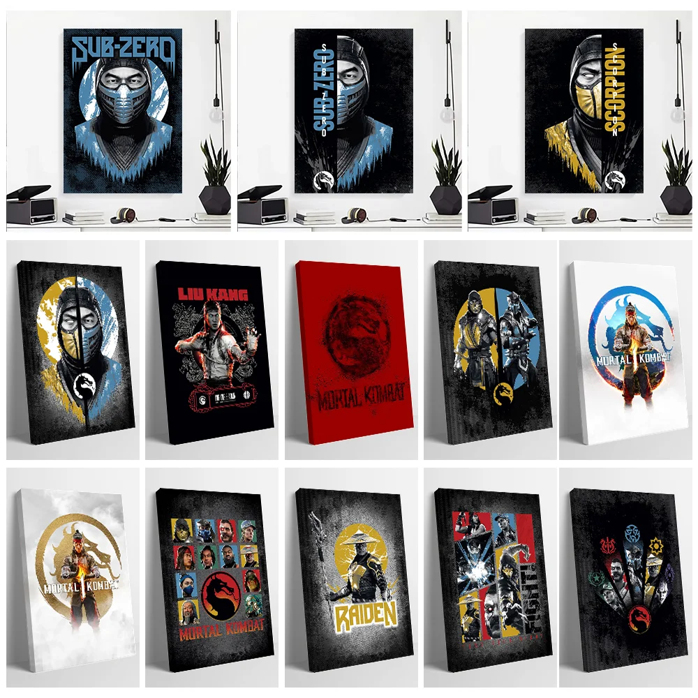 Фото Печать на холсте Mortal Kombat, идеальный подарок для фанатов, персонализированный настенный постер для украшения комнаты, винтажный декор, картины №2