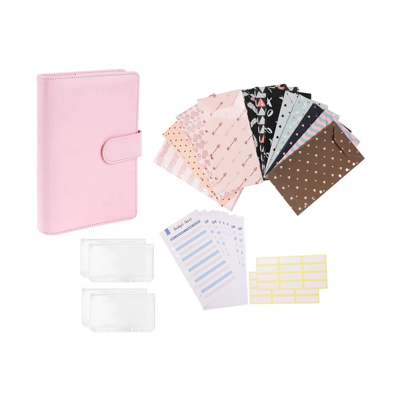 

PU Leather Budget Organizer Binder Cash Envelope System Sets, For Money Planner For Storage Cash Coins