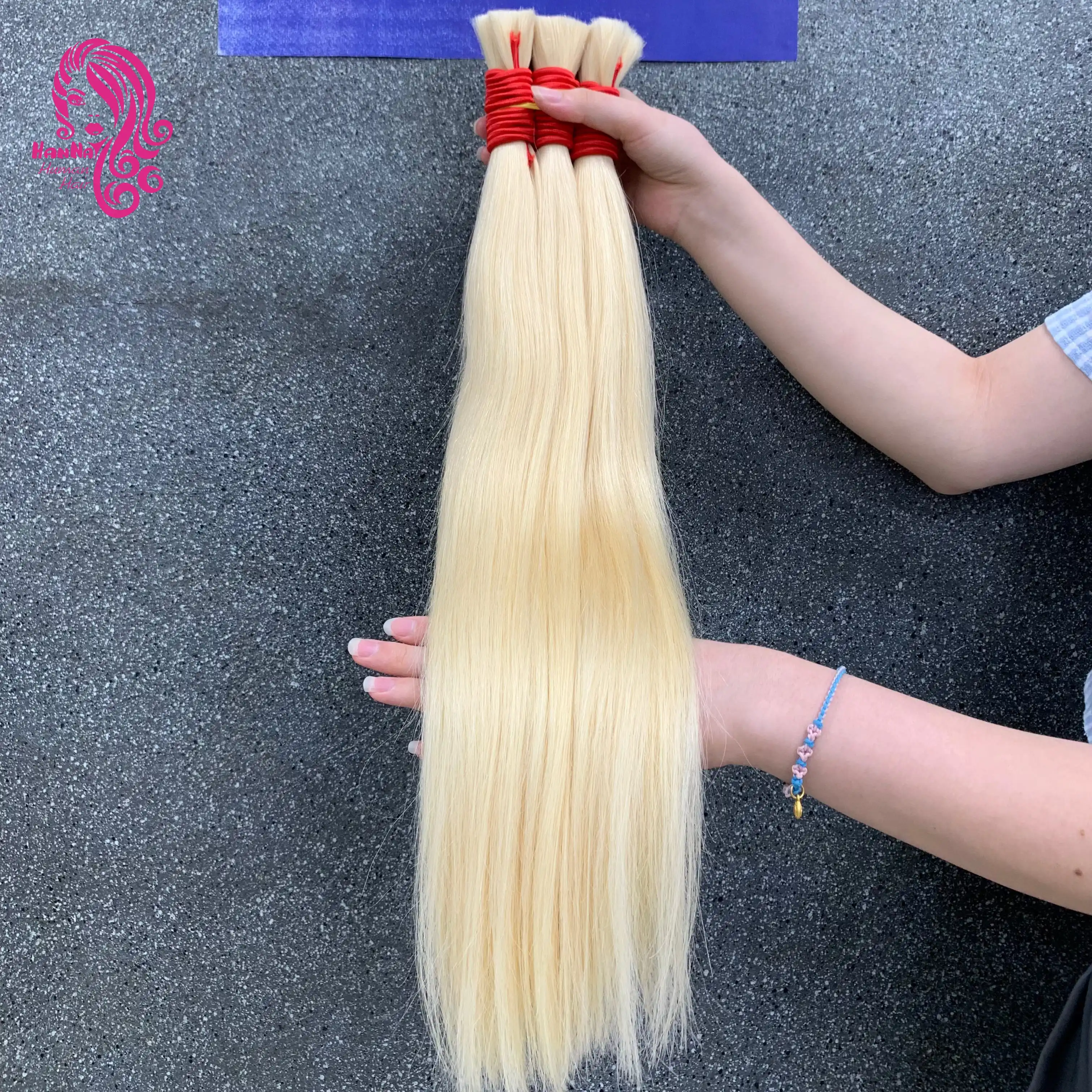 #613 Rubio прямые человеческие волосы с двойным рисунком кости блонд цвет плетеные