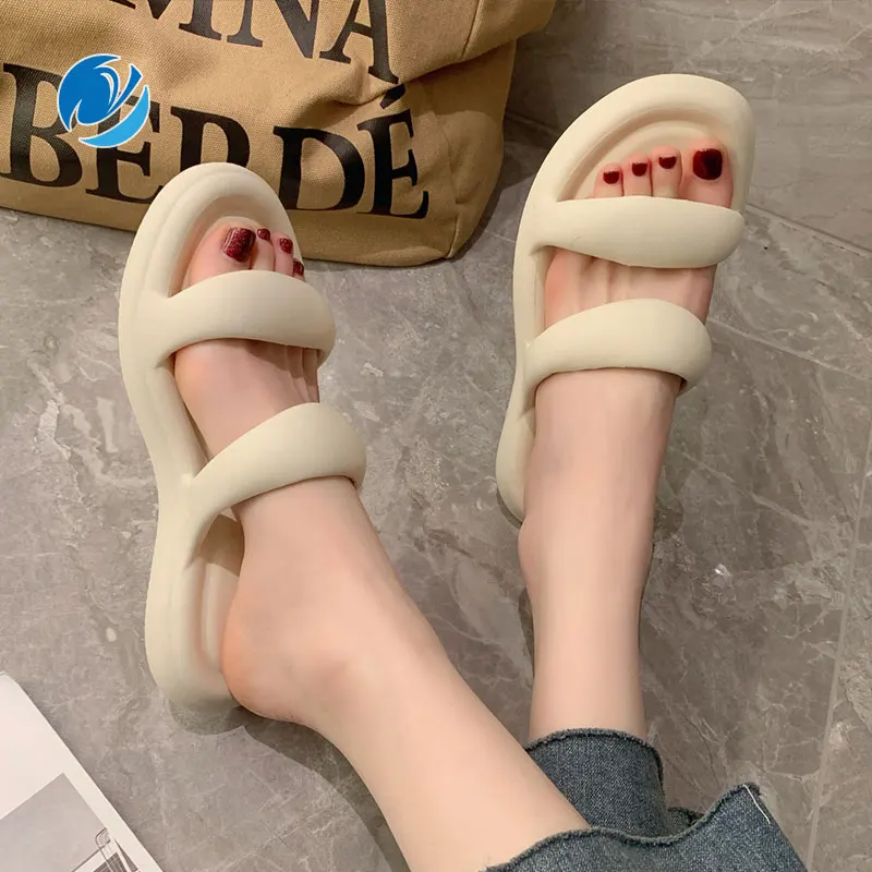 

Сланцы Mo Dou женские для дома, мягкая нескользящая подошва, пляжные шлепанцы, сланцы, однотонная удобная обувь с двумя ремешками
