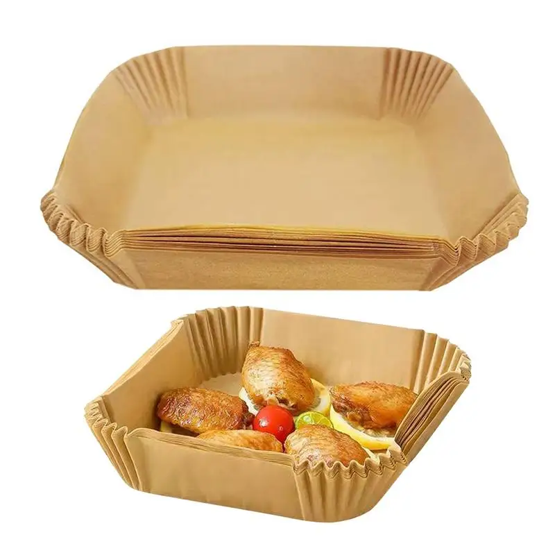 

50PCS Parchment Paper Liner 16cm Non-Stick Disposable Paper Tray Basket Oil-proof For Oven Baking Microwave Roasting