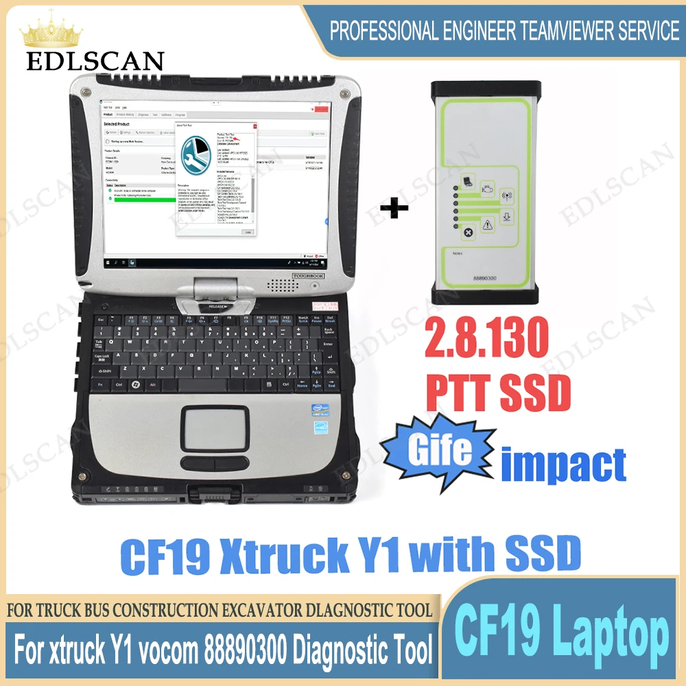

Premium Tech Tool 2.8.130 for xtruck Y1 vocom 88890300 Truck Bus Diagnostic scanner Tool with CF-19 Laptop