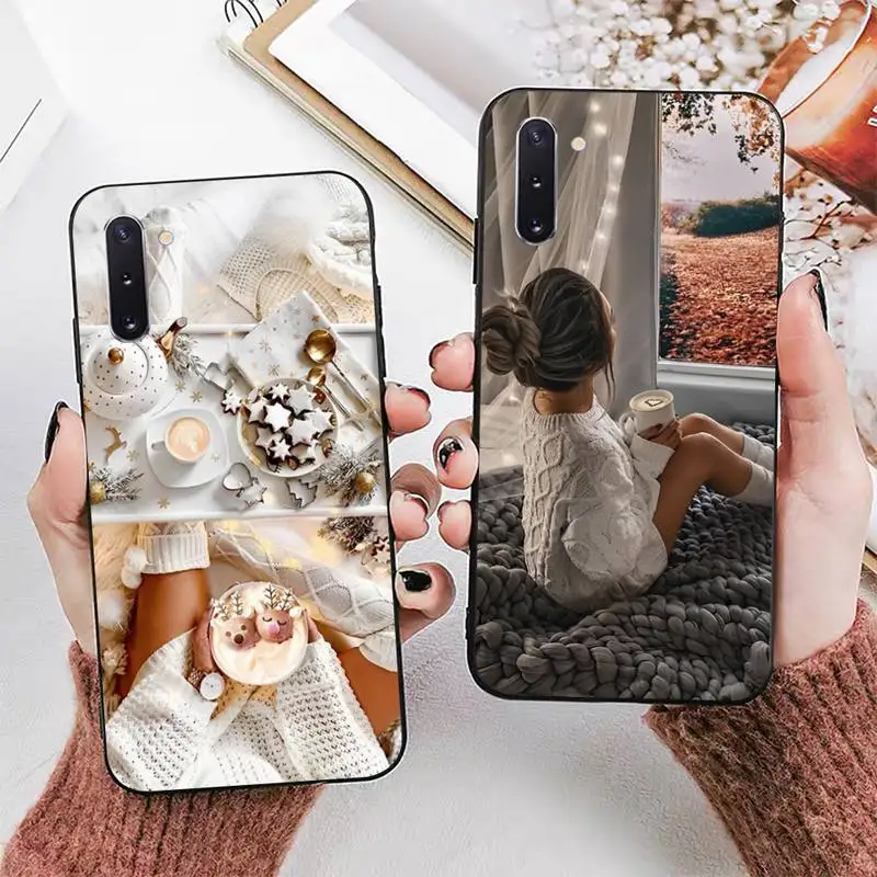 

Winter Girl Christmas Vibes Coffee Phone Case for Samsung Note 5 7 8 9 10 20 pro plus lite ultra A21 12 72