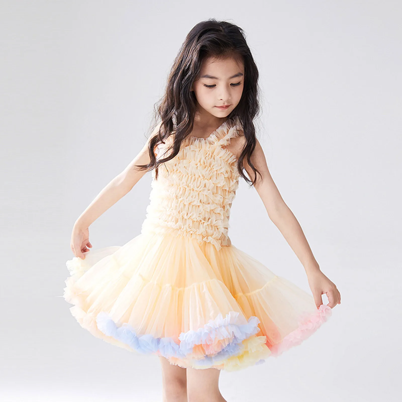 

Fashion Girls Tutu Dress Baby Extra Fluffy Birthday Party Dress Cute Autumn Ball Gown Ruffled Bubble Dress Photography Dress