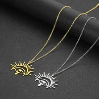 cxwind stainless steel sun crescent moon teardrop charm pendant sun and moon charm couple necklace for valentines day
