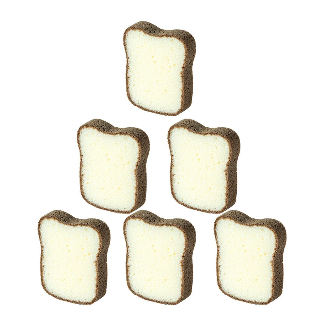 

6Pcs Cleaning Sponges Toast Design Dishcloth Practical Sponge Scrubbers
