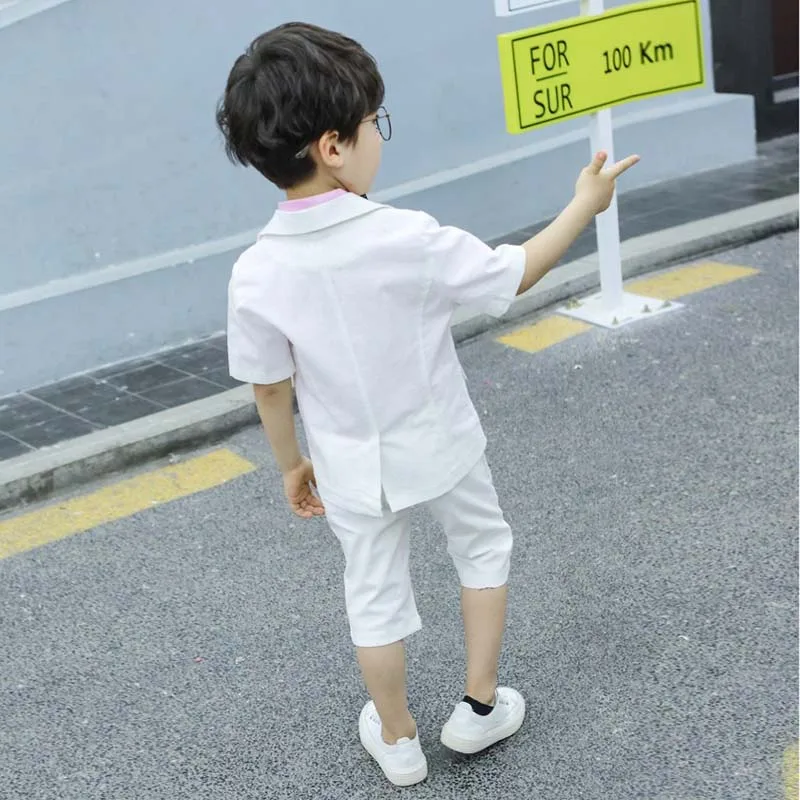 Летний детский костюм с коротким рукавом для мальчиков одежда выступлений на