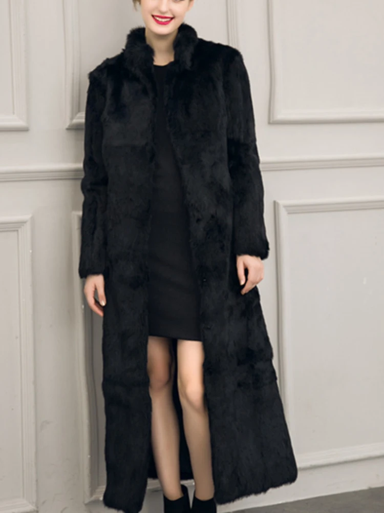 ICCLEK 2018 fur coat imitation rabbit fur coat women's fox fur coat stand collar coat fur