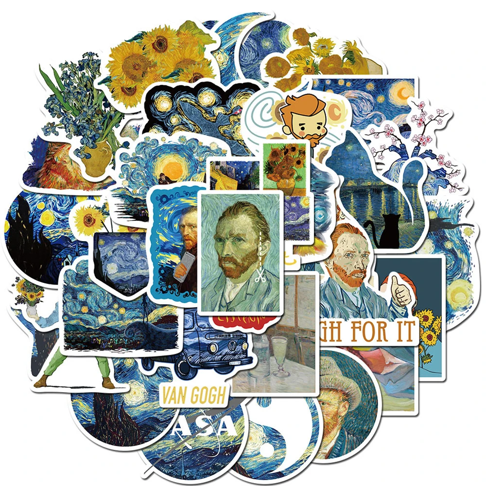 

Наклейки с изображением подсолнуха Ван Гога, 10/40 шт.