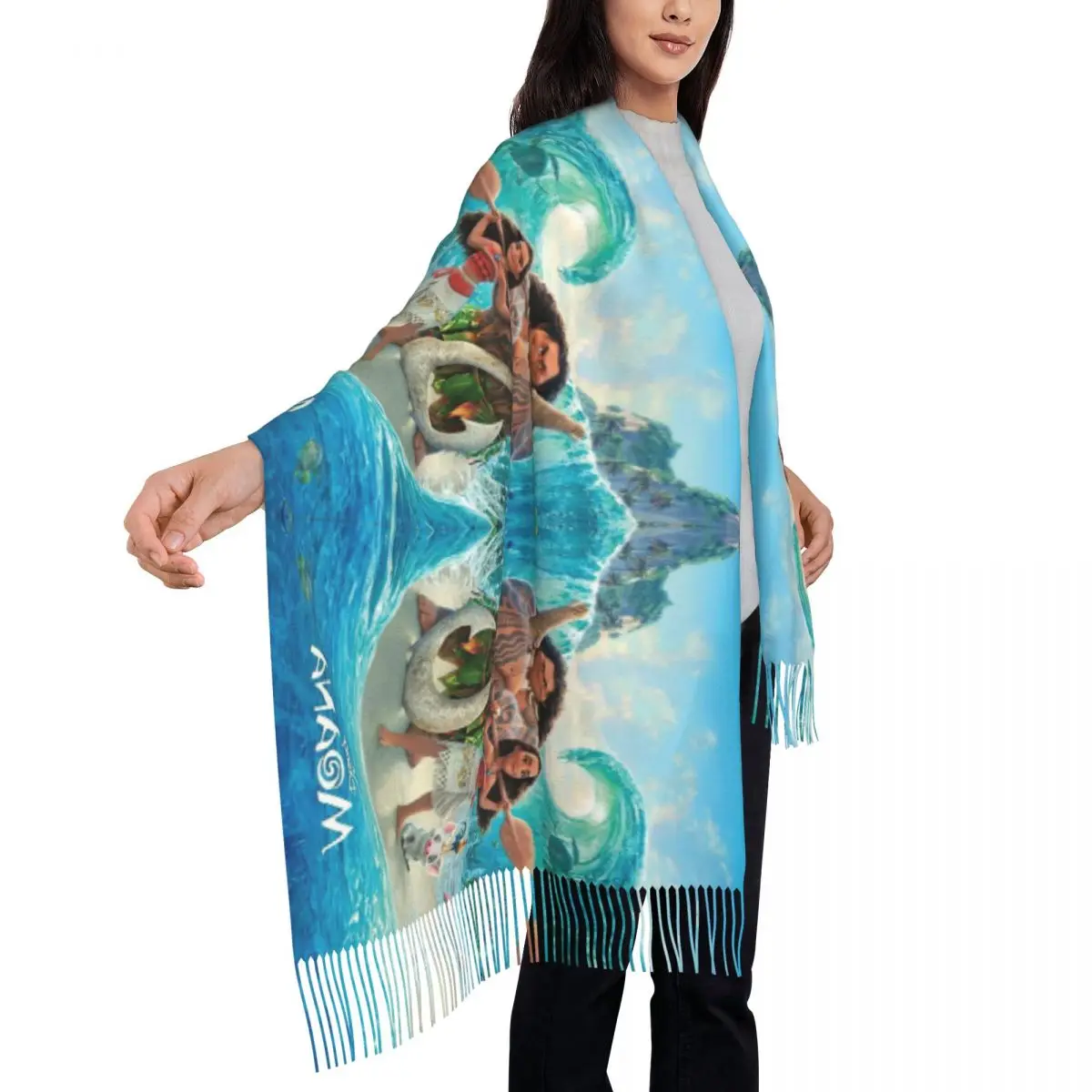 Изготовленный на заказ шарф Moana-Ocean Floor без рамы женские длинные зимние теплые