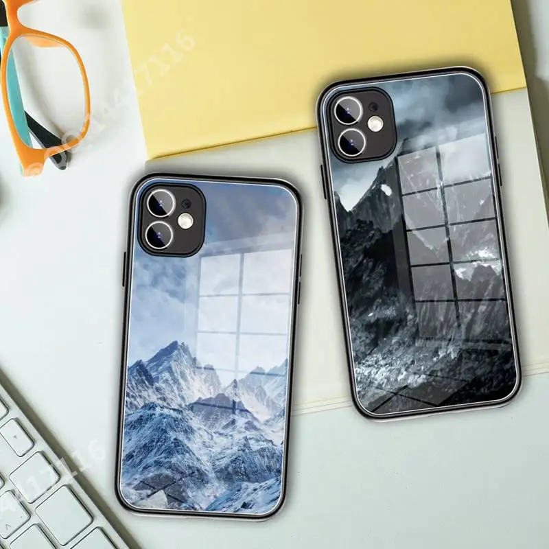 Чехол для телефона iPhone Snow Mountain закаленное стекло 13 11 Pro XR XS MAX 8X7 Plus 12 Mini чехлы с