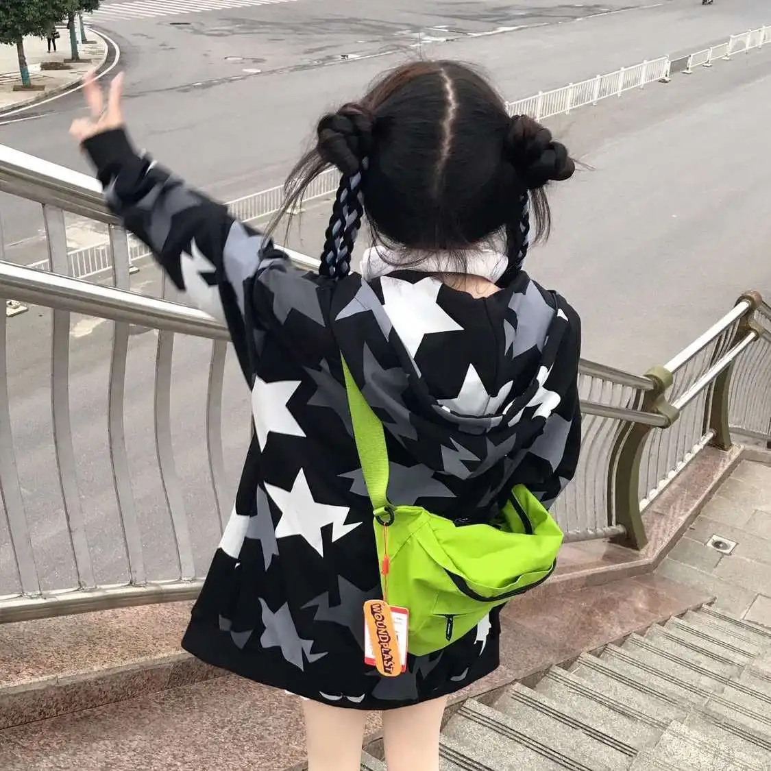 

Женский кардиган с пятиконечным принтом, свободная куртка с капюшоном в американском ретро стиле, весна-осень