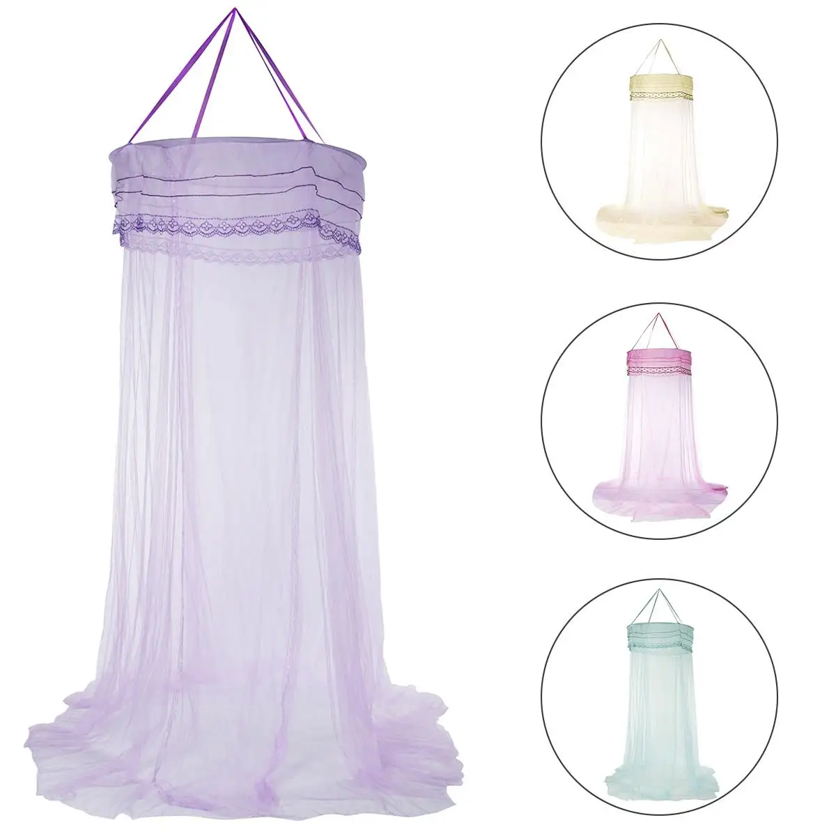 

Summer Elgant Hung Dome Mosquito Net For Double Bed Summer Polyester Mesh Fabric Home bedroom Baby Adults Hanging Decor
