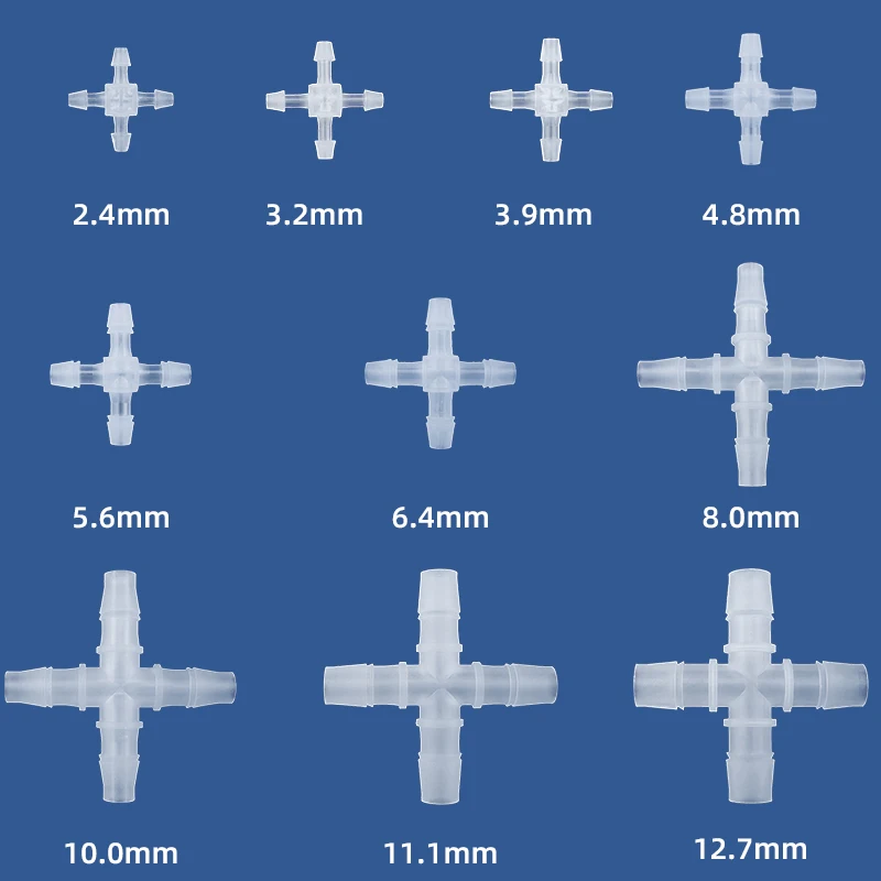 

1/5pcs 2.4-12.7mm Equal PP Plastic Pipe Connectors Aquarium Fish Tank Tube Hose Joint Air Pump Aerator Soft Pipe Cross Connector