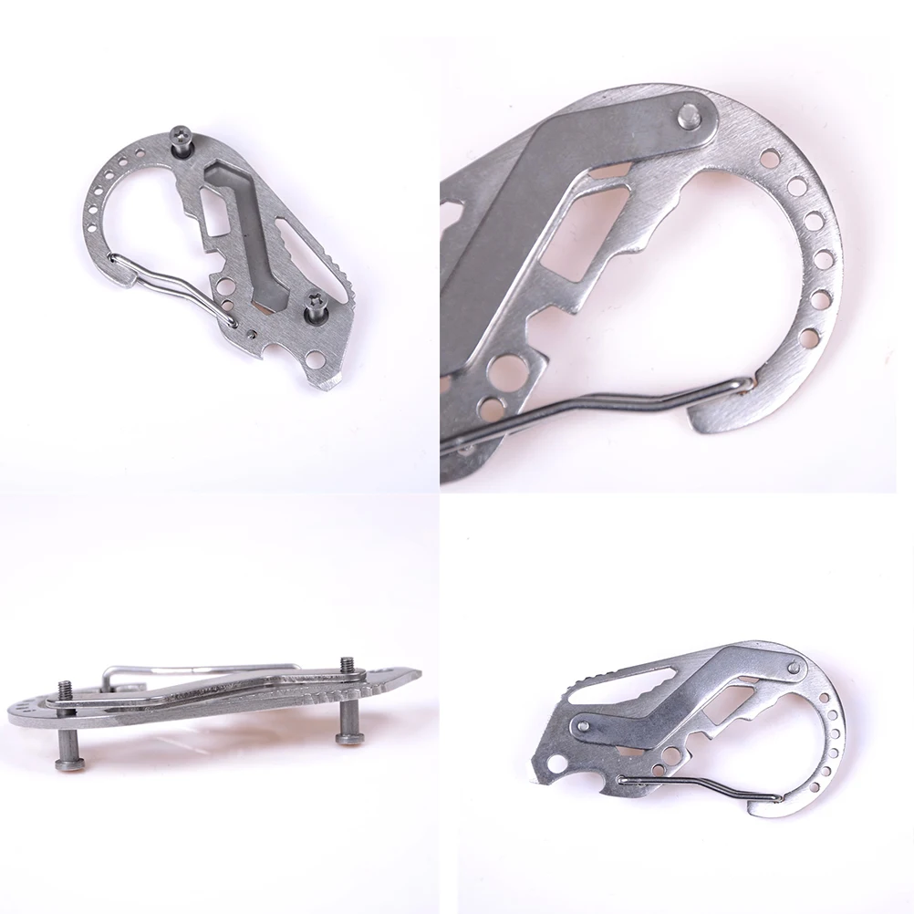 

1Pc Key Holder Clip Wrench Quickdraw Carabiner Stainless With Bottle Opener Stainless Steel EDC Keychain