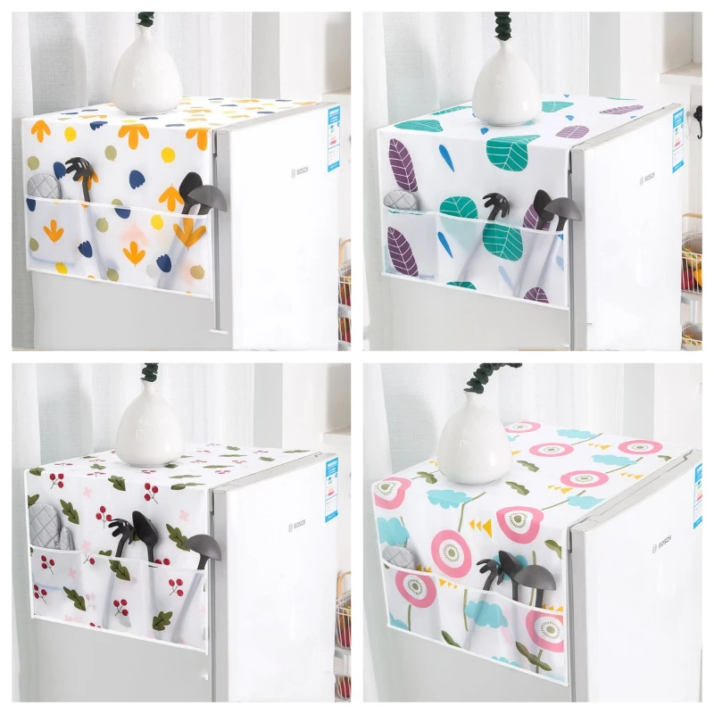 

1PC Waterproof Washing Machine Coat Dustproof Refrigerator Cover with Storage Painted Design Dust Protection Case
