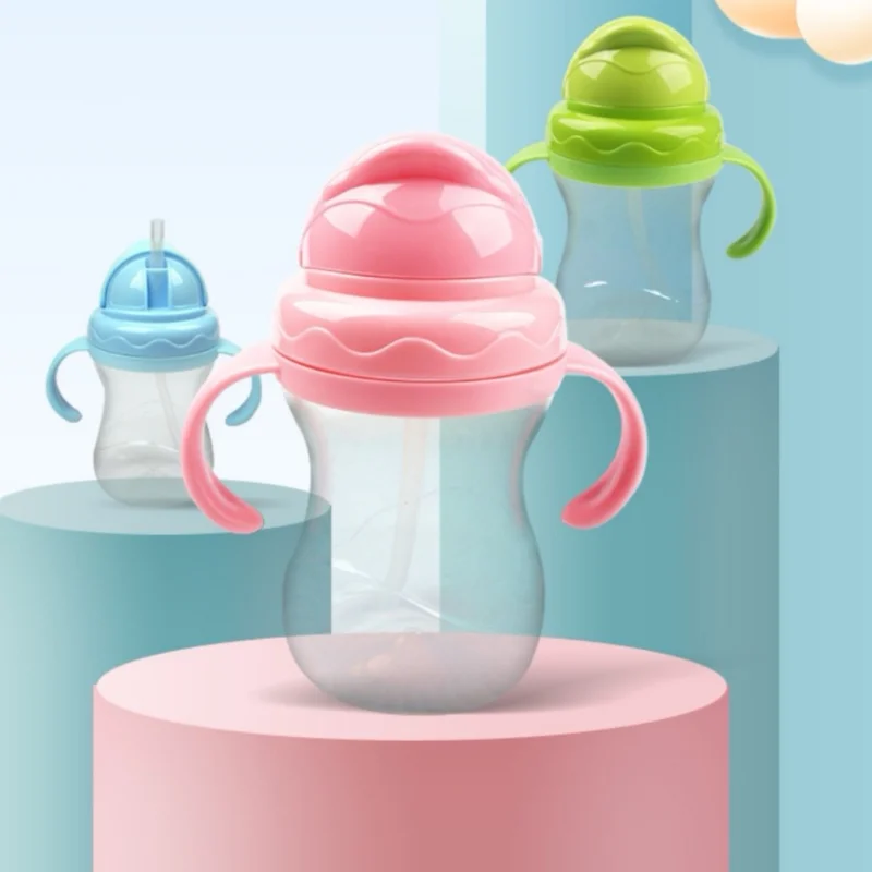 

270/250ML Baby Cups with Lids and Straws Kids Water Bottle for School Newborn Bottle Feeding Children Cute Cup Botella De Agua