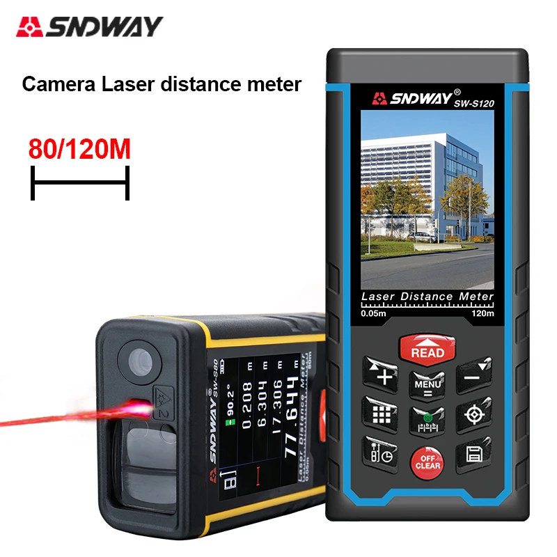 

SW-S120 120m Camera Digital Laser Distance Meter Area Volumn Digital Angle Ruler Laser Rangefinder Tape SW-S80 80M SNDWAY