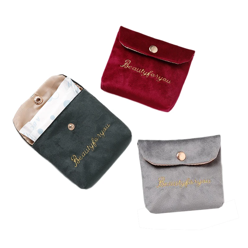 

Embroidered Letter Tampon Storage Bag Sanitary Pad Pouch Girls Cosmetic Bags Makeup Lipstick Key Earphone Data Cables Organizer