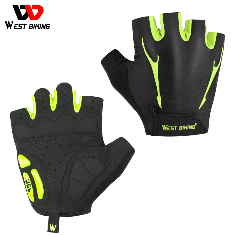 

WEST BIKING Men Bicycle Gloves Breathable Half Finger Cycling Gloves for Women Anti-shock Gel Silicone Filled MTB Workout Mitts