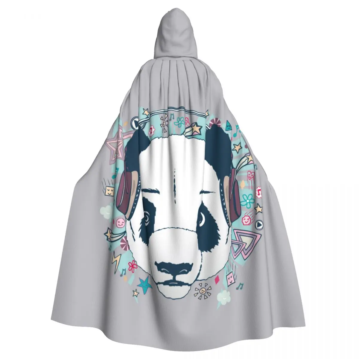 

Long Cape Cloak Funny Music Panda Hooded Cloak Coat Autumn Hoodies
