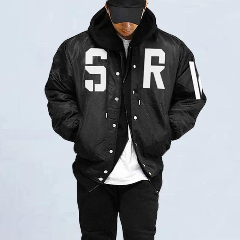 

Трендовая брендовая однотонная бейсбольная Униформа большого размера в Корейском стиле мужская Тонкая куртка с воротником-стойкой на весн...