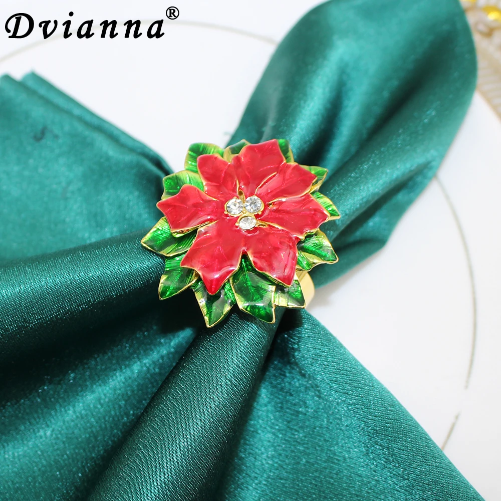 

6PCS Red Flower Napkin Ring Holders for Table Setting Decoration Wedding Christmas Thanksgiving Birthday Holiday Party HWC194