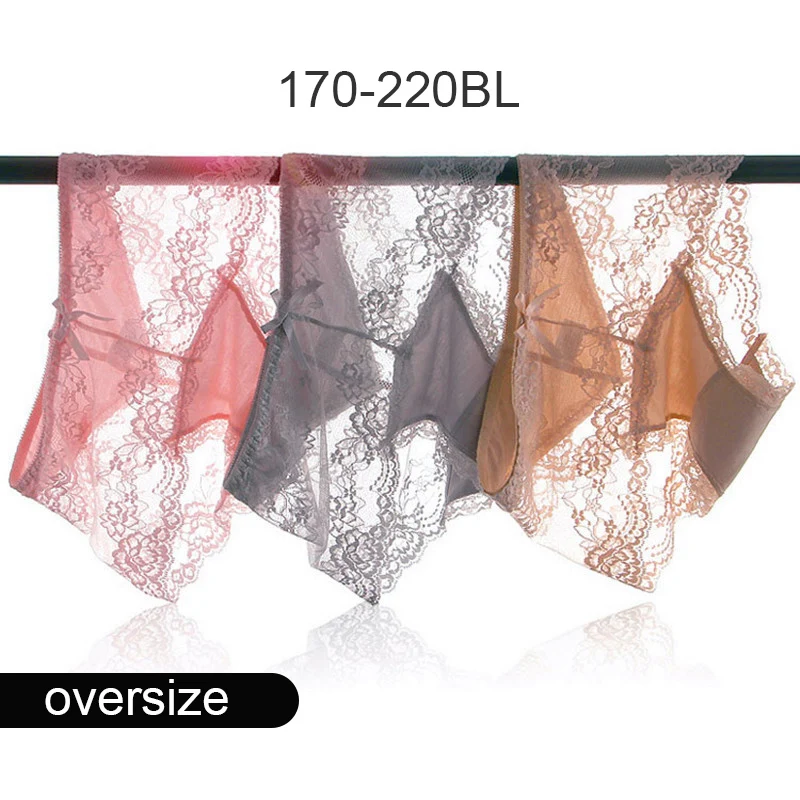 

Large Size Underwear Sexy Transparent Lace Underwear Female Traceless Modal Cotton Plus Fat Large Size Briefs170-220bl