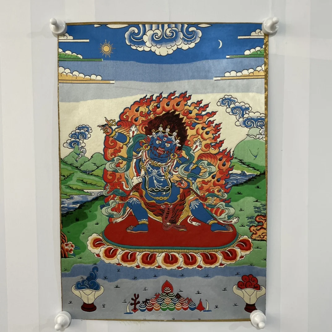

24" Thangka embroidery Tibetan Buddhism silk brocade high definition Vajrapani Bodhisattva thangka hanging screen