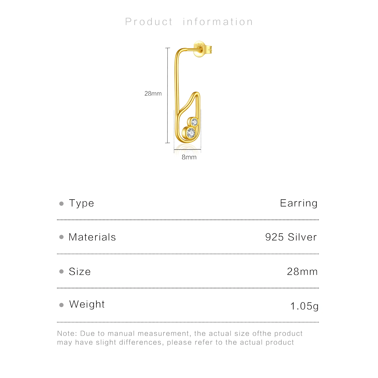 ANDYWEN стерлингового серебра 925 пробы нерегулярная скрепка для бумаг с цирконием