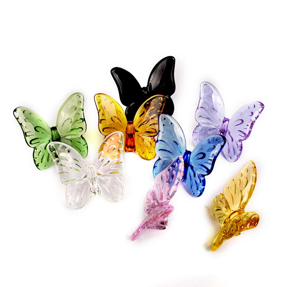 

Colored Glaze Crystal Butterfly Ornaments Butterfly Figurines Miniature Glass Craft Table Ornament Home Decor Crafts Party Gifts