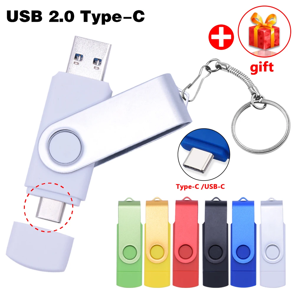 Usb флеш-накопитель Rotable 128 ГБ 32 16 256 64 4G OTG Usb-накопитель 2 в 1 Type-C 0 с пользовательским
