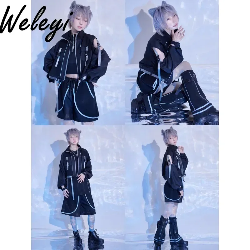 Японская спортивная Светоотражающая куртка в стиле Харадзюку Y2k пальто новая